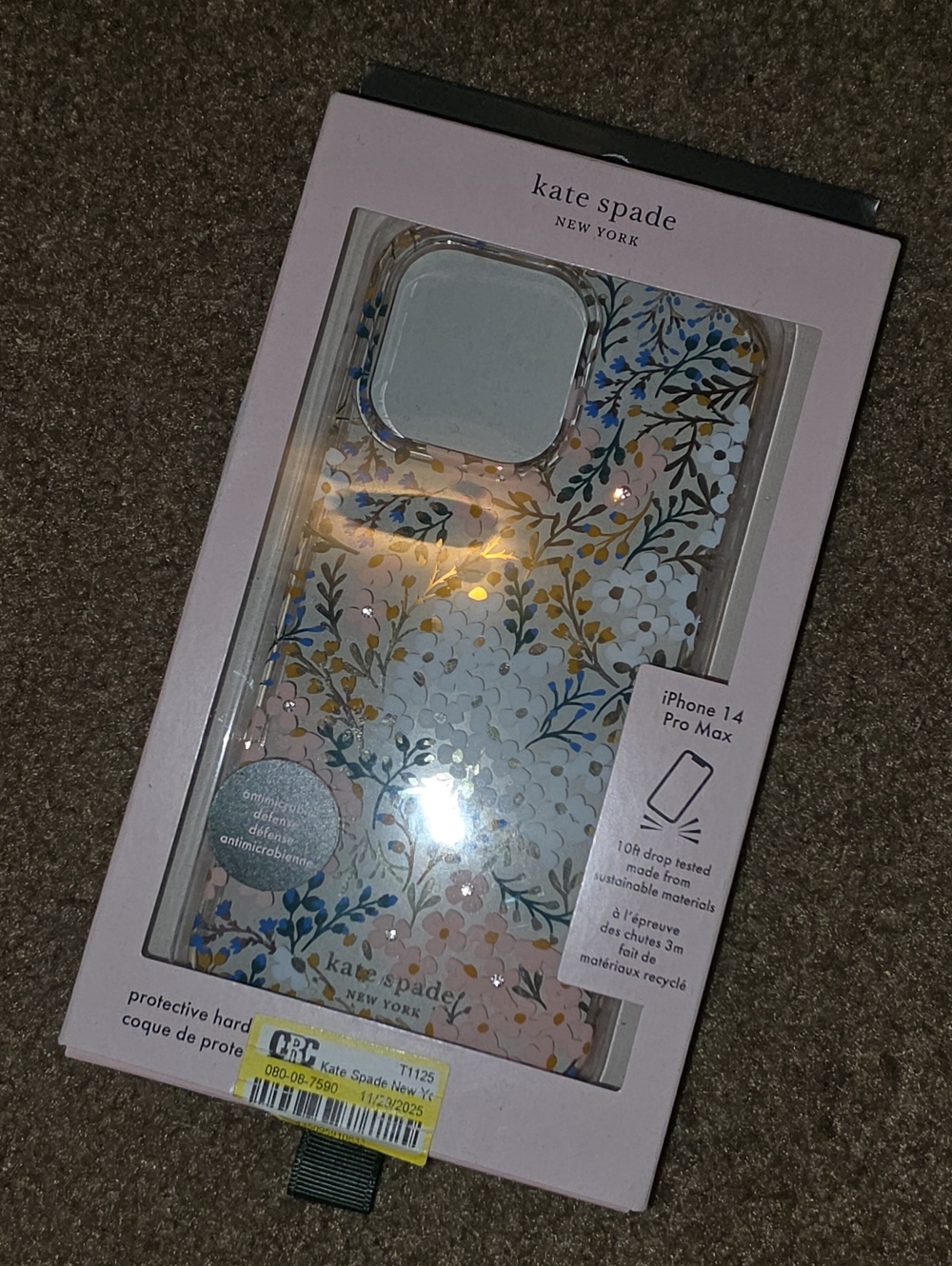kate spade Clear Floral iPhone 14 Pro Max Case with Pink and Blue Accents